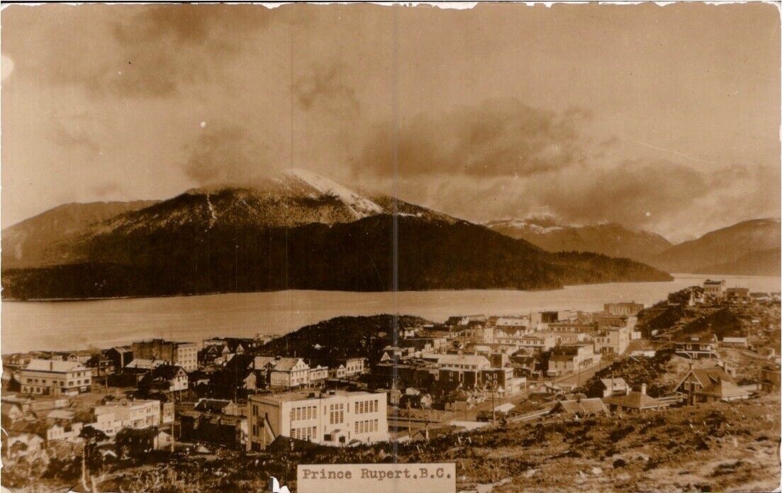 Bird\'s Eye View PRINCE RUPERT British Columbia RPPC Vintage Photo Postcard~1940s