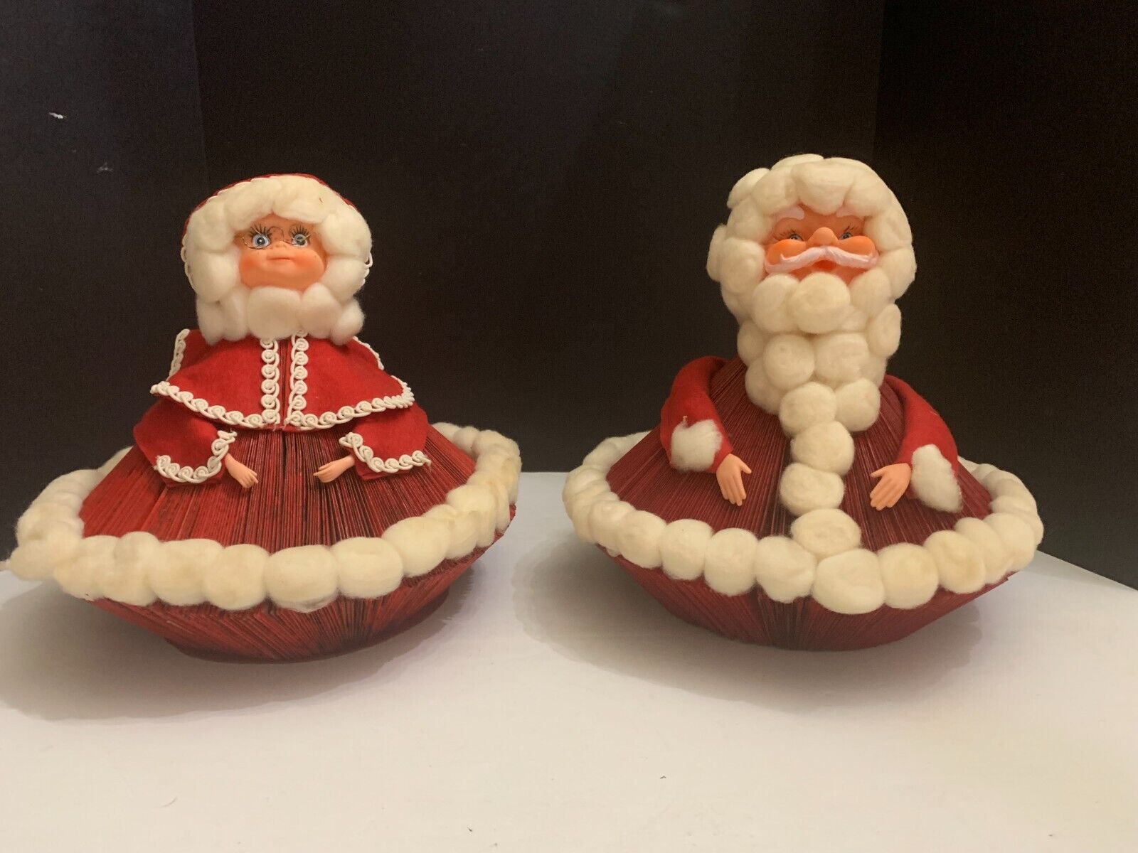 Vintage c1950s Handmade Folded Book Santa Claus and Mrs. Claus Christmas Figures