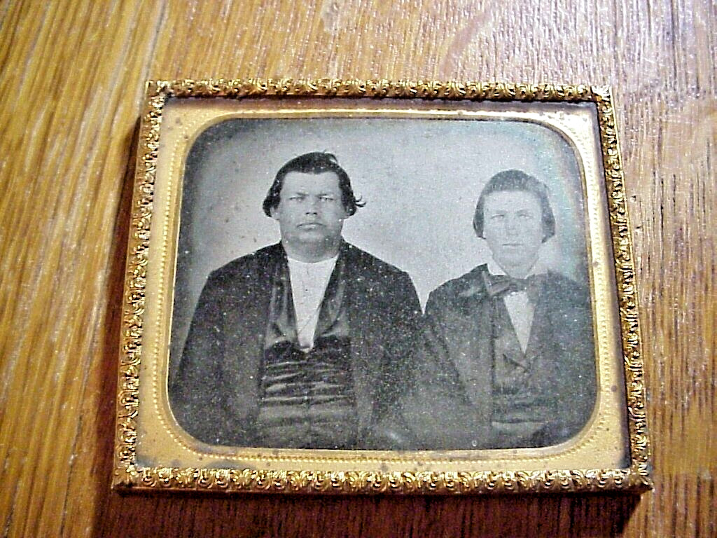 Antique AMBROTYPE PHOTO of 2 TOUGH GUYS from Cilfford Pa.