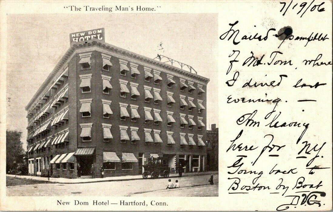 1906. HARTFORD,CONN. NEW DOM HOTEL.  POSTCARD KK12