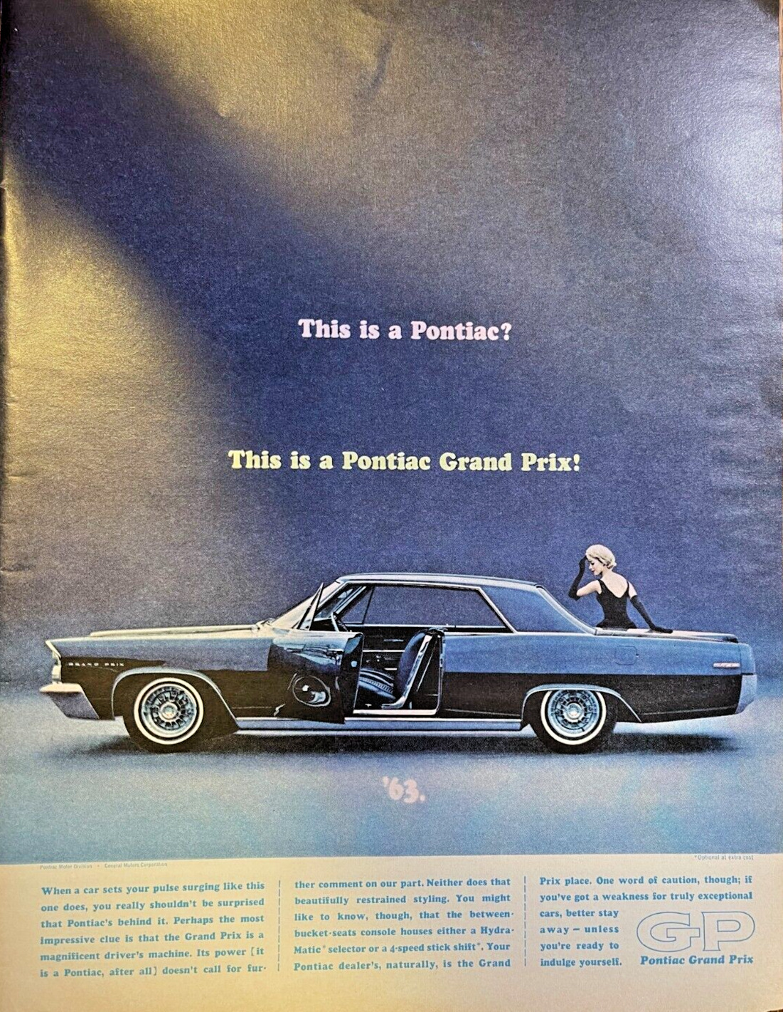 1962 Vintage Magazine Advertisement Pontiac Grand Prix This Is A Pontiac?