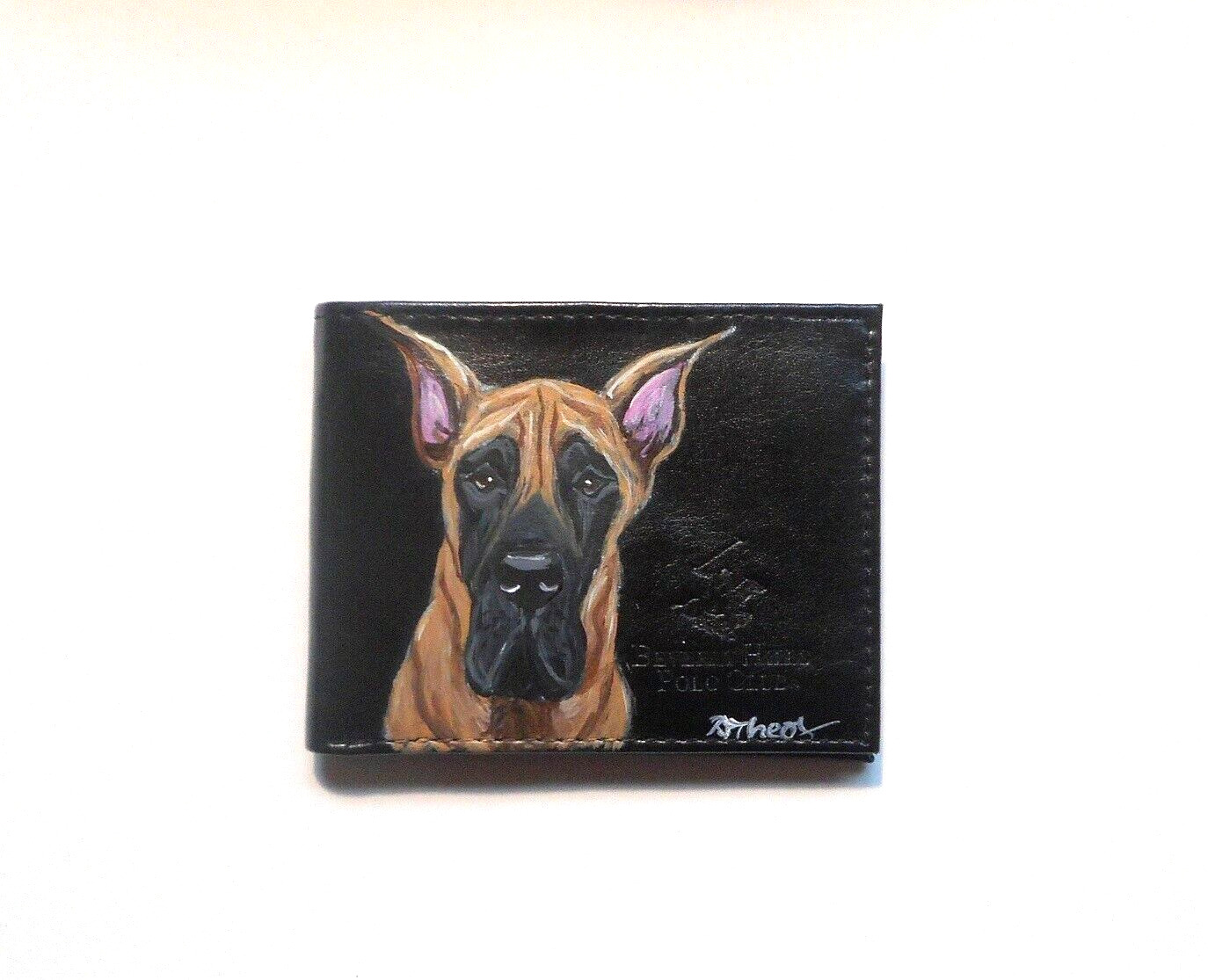 Great Dane Dog Wallet for Men Hand Painted Leather