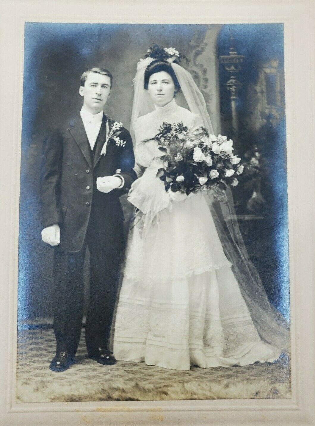 ANTIQUE Wedding/Portrait Photo Husband & Wife Early to Mid  20Th Century