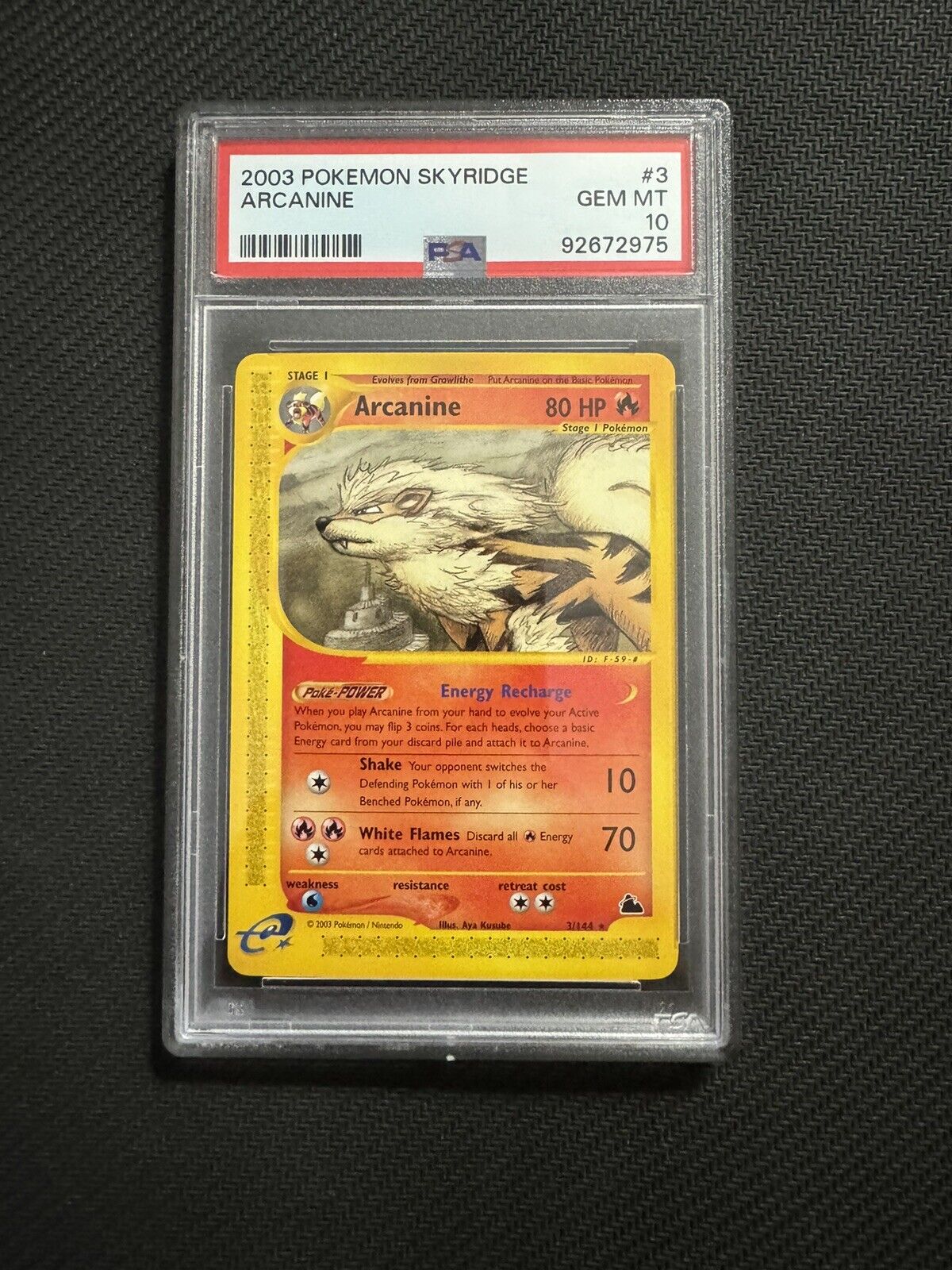GEM MINT PSA 10 Arcanine 3/144 Skyridge Non Holo Rare Pokémon Card