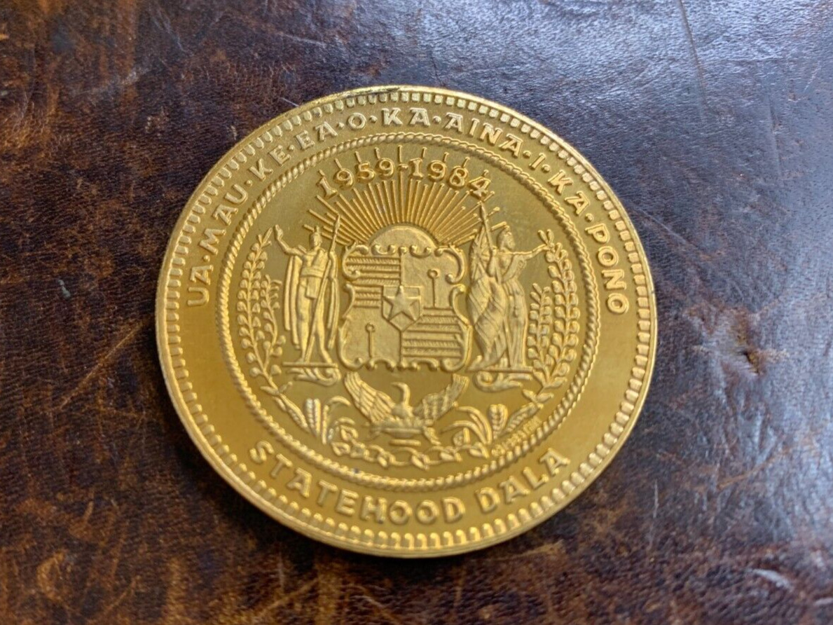 1983 Bronze Statehood Dala Hawaiian Mint Round COA Queen Liliuokalani