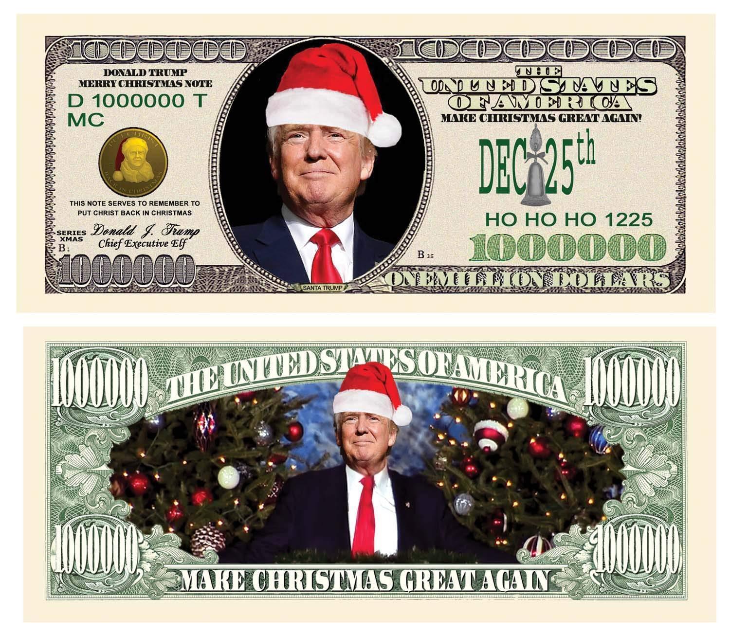Donald Trump Collectible Pack of 50 Christmas Santa Presidential Dollar Bills