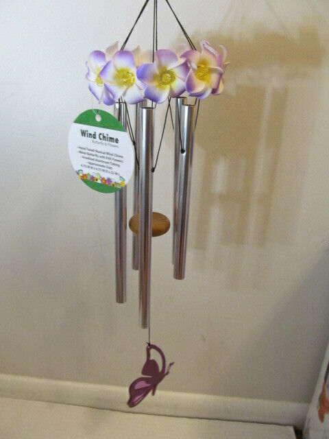 Russco WC163431 Butterfly & Flowers 5-Tube Hand Tuned Wind Chime  *