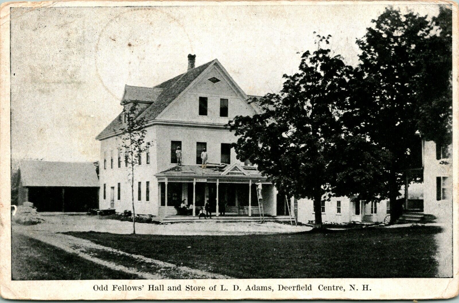 1908 Postcard Deerfield Center NH Odd Fellows' Hall & Store of I D Adams 2 NH