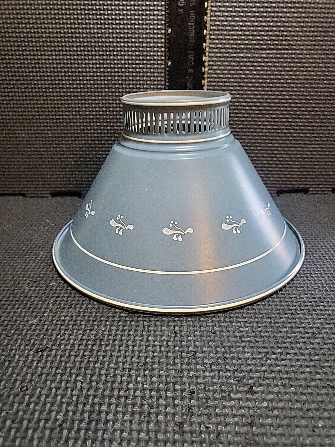 Vintage Small Metal Lamp Shade Light Blue White 