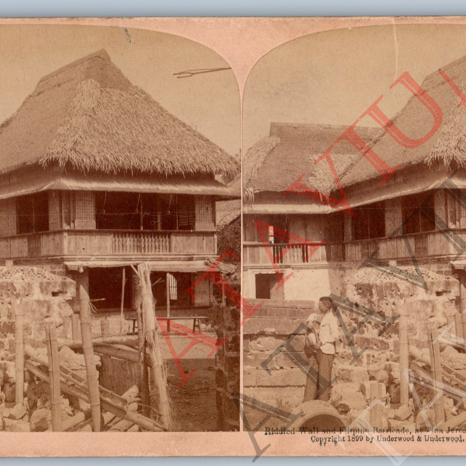 1899 Tino Jeros Philippines Filipino House Real Photo Stereoview Spanish War V43