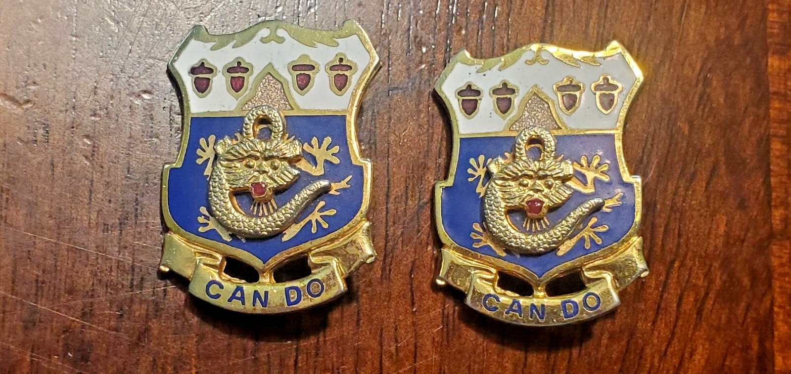 Two 15th Infantry Regiment Insignia DI Unit Crest Pins Pinback N.S. Meyer