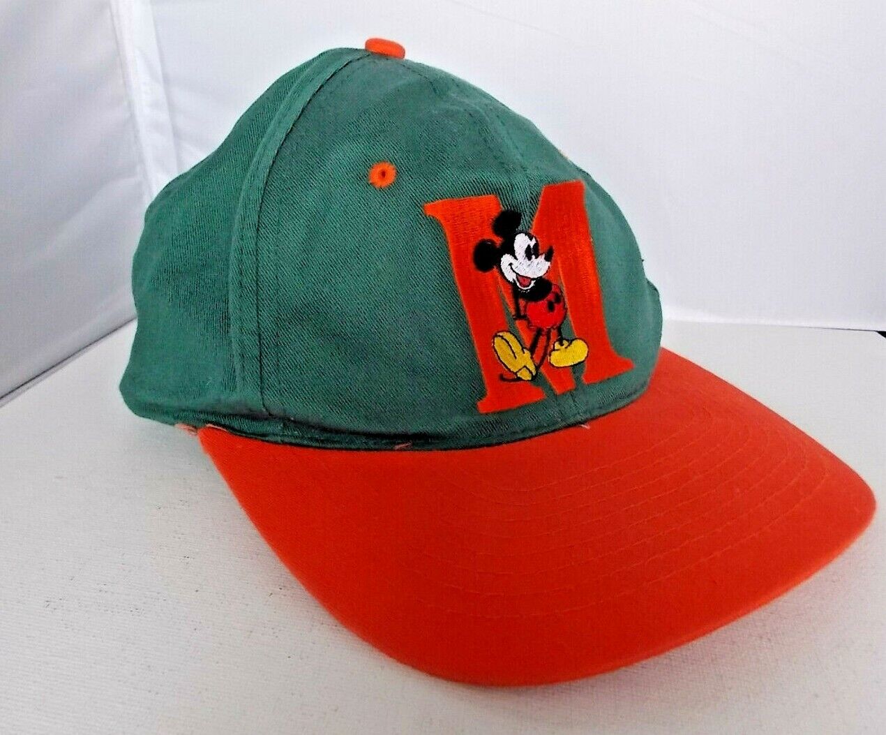 Vintage Fresh Caps Mickey Mouse Hat Cap Green Orange Snap Back One Size