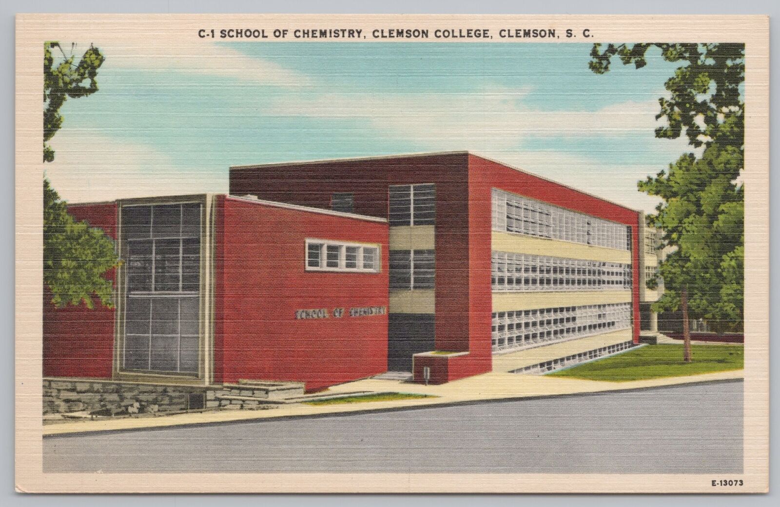 Linen~School of Chemistry Clemson College Clemson SC~Vintage Postcard