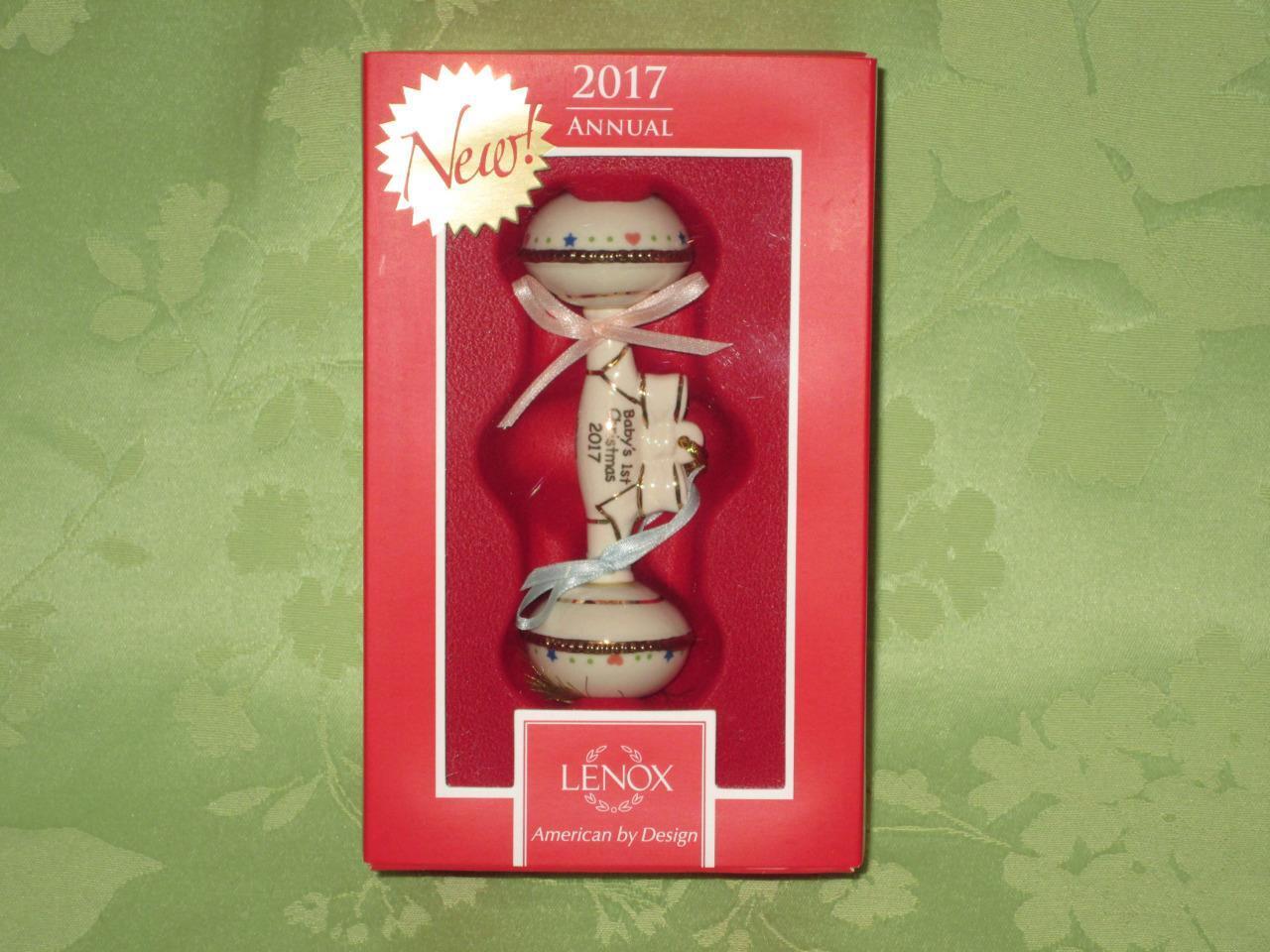 Lenox 2017 BABY\'S FIRST CHRISTMAS Rattle shape ornament 