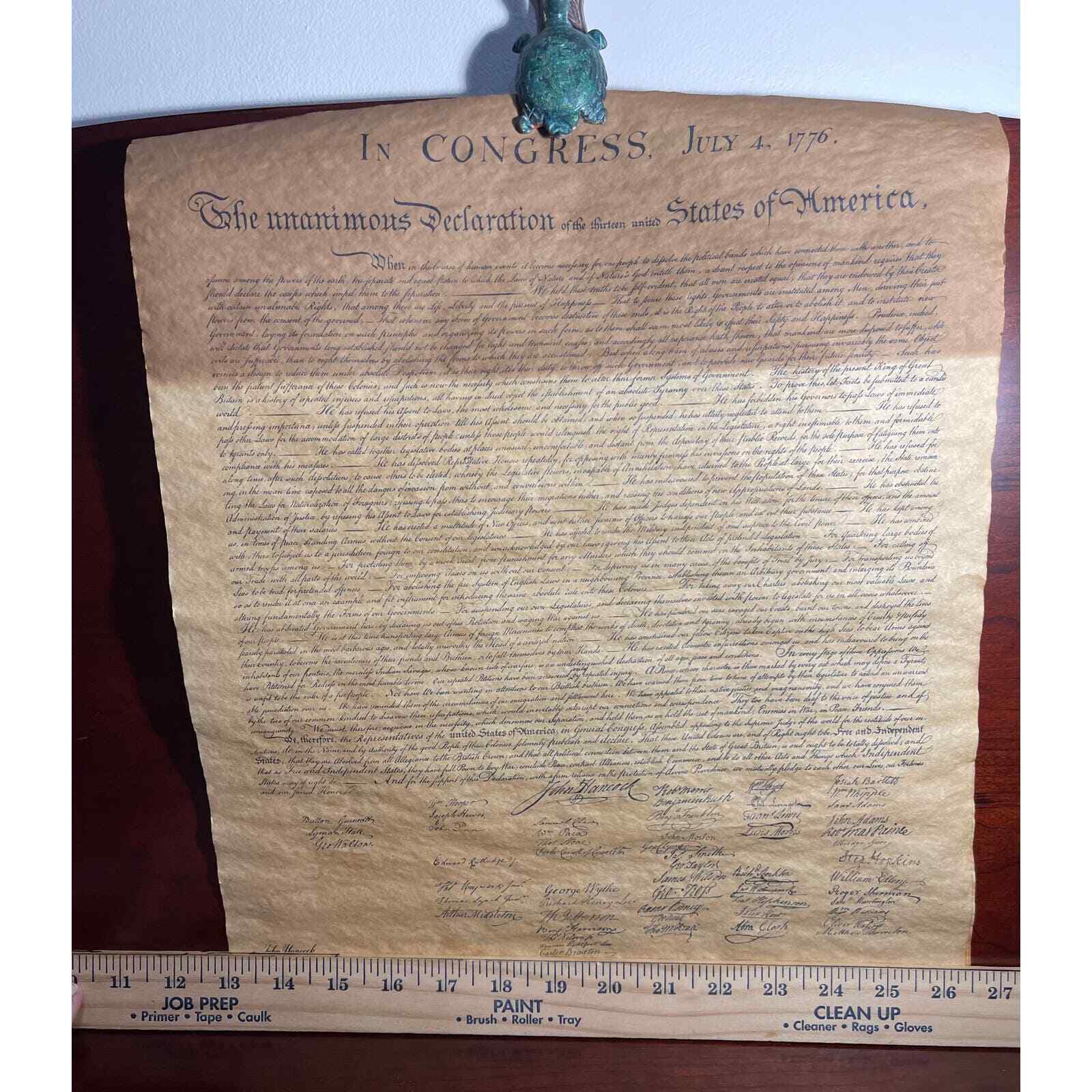 VTG Aged Copy of The Declaration of Independence Hancock Life- Original Package