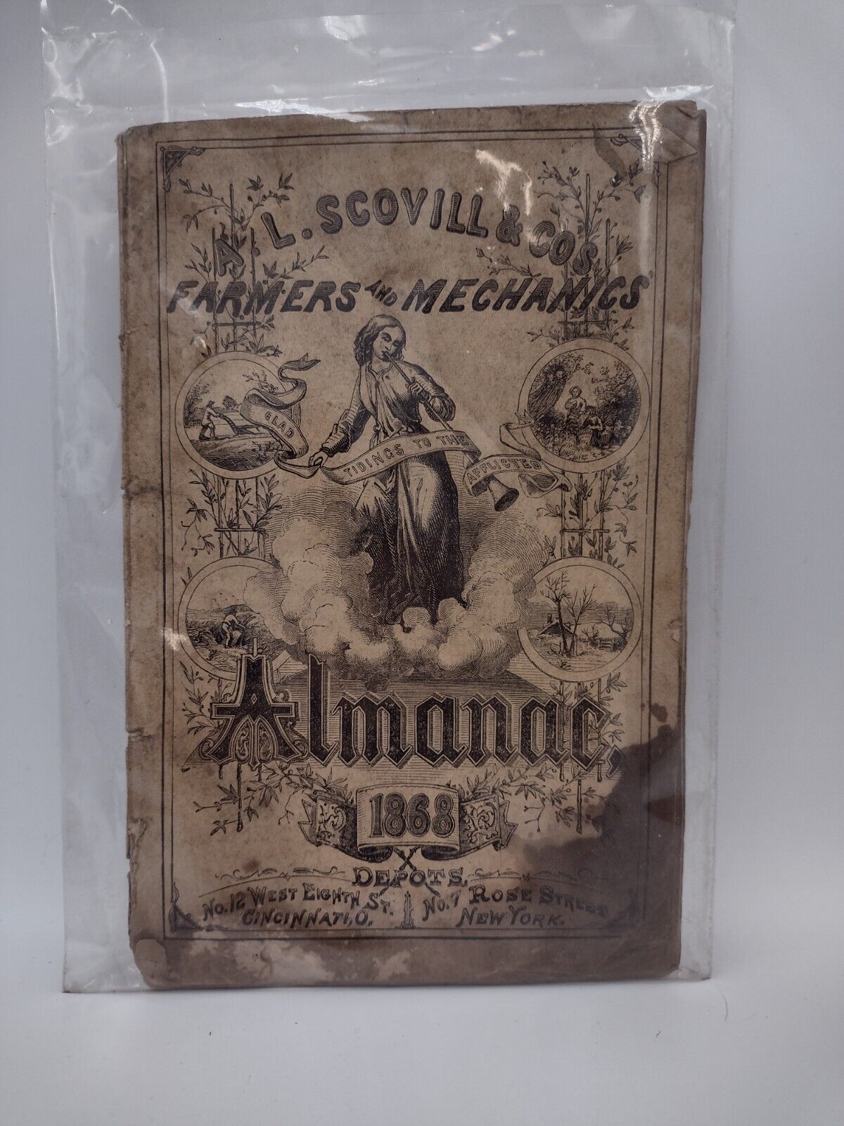 Vintage 1868 A.L. Scovill & Co. FARMERS & Mechanics Almanac