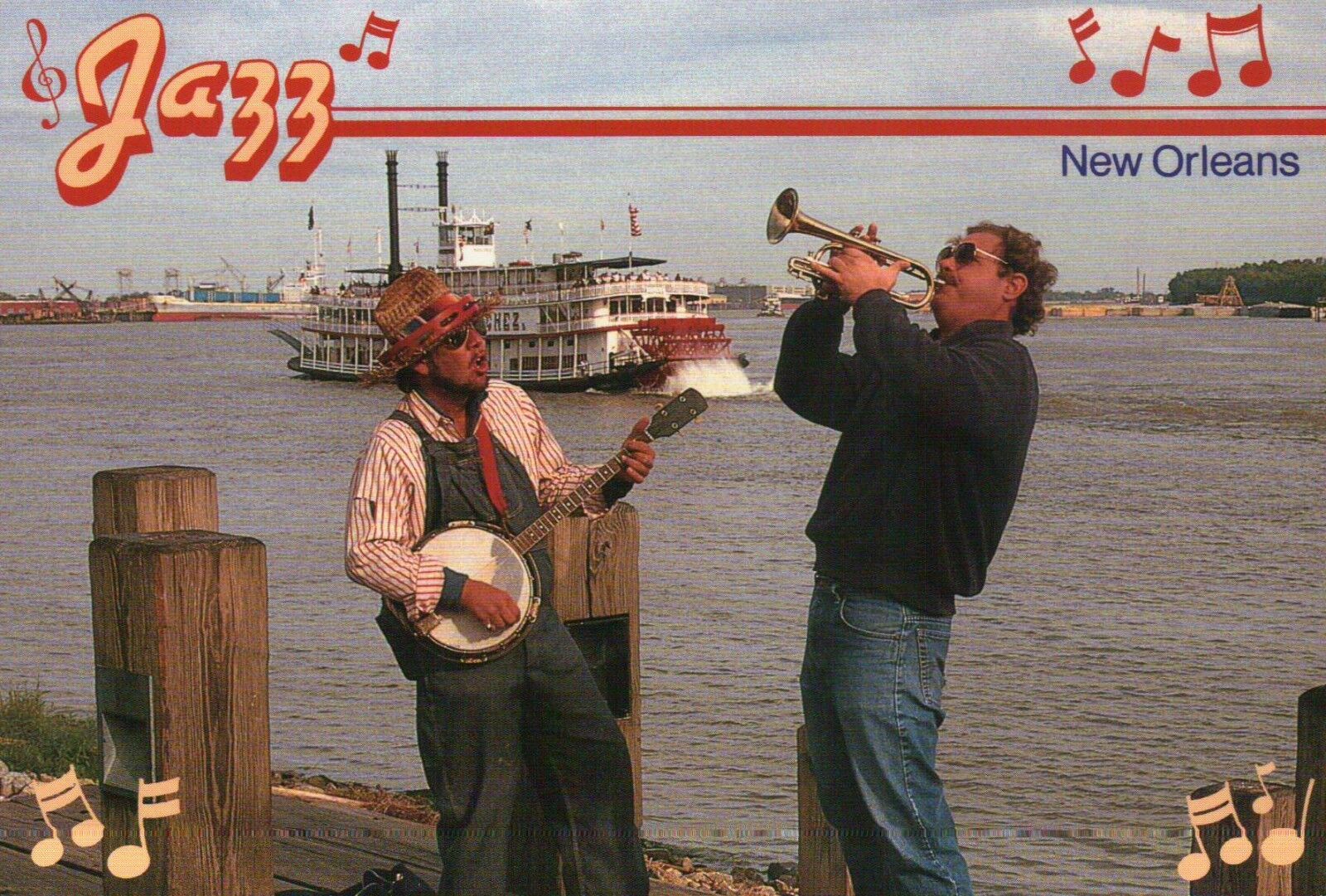 Jazz On The Mississippi River, New Orleans, Louisiana, Trumpet, Banjo - Postcard