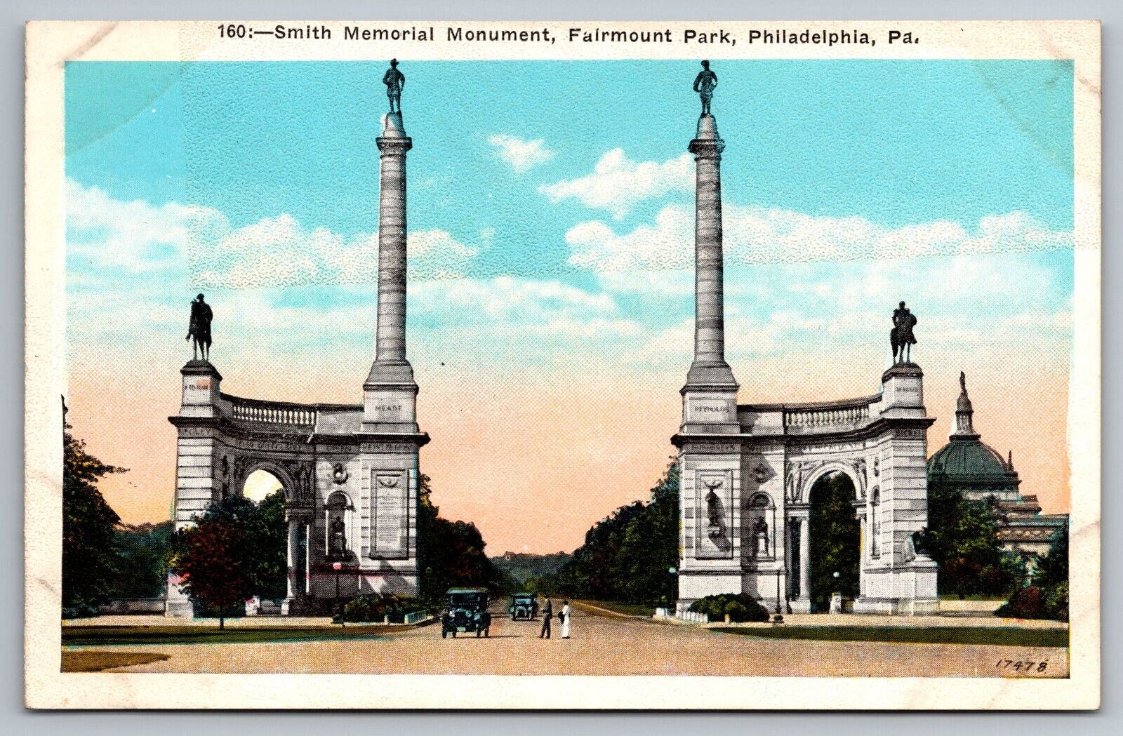 Smith Memorial Monument. Fairmont Park. Philadelphia PA Vintage Postcard