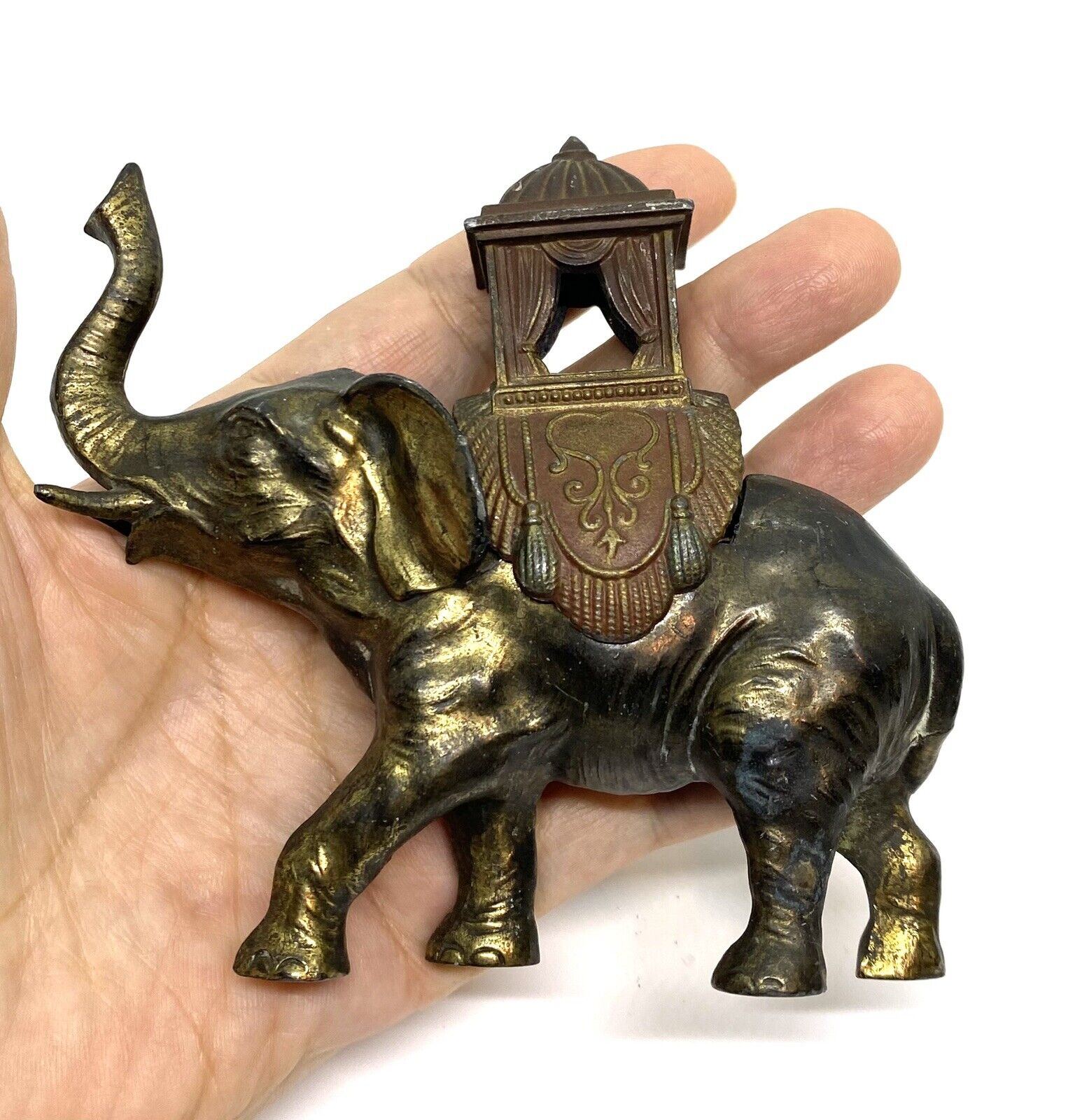 Vintage Cast Metal Hand Crafted Elephant Incense Burner 4.1/2 X 2 X 4.1/4”