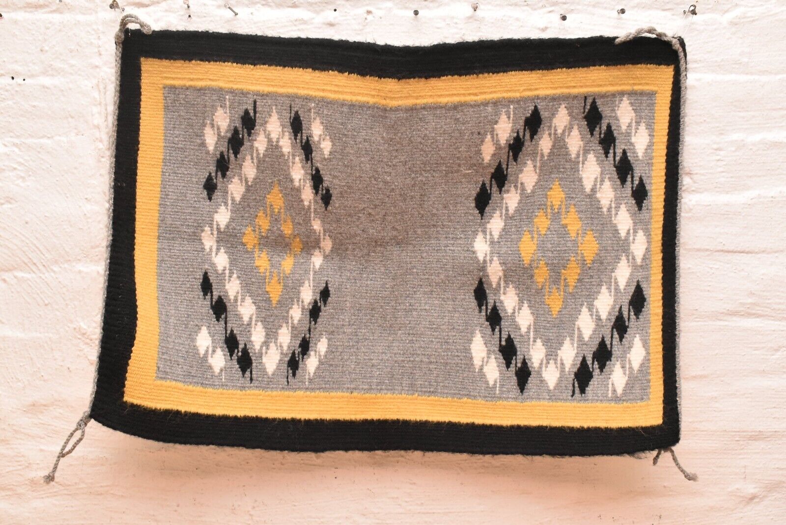 Antique Navajo Rug Native American Indian Weaving 27x19 Textile Eye Dazzler VTG
