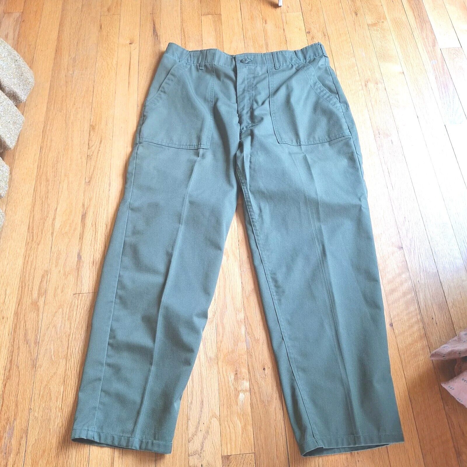 Vintage OG 507 Style Utility Trousers 34x30 Medium Green Men’s Vietnam Pants