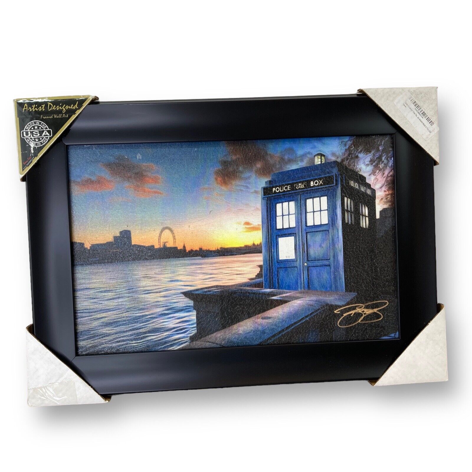 New Dr. Who Tardis Framed Wall Art 20.5” X 14.5” London Police Box Time Travel