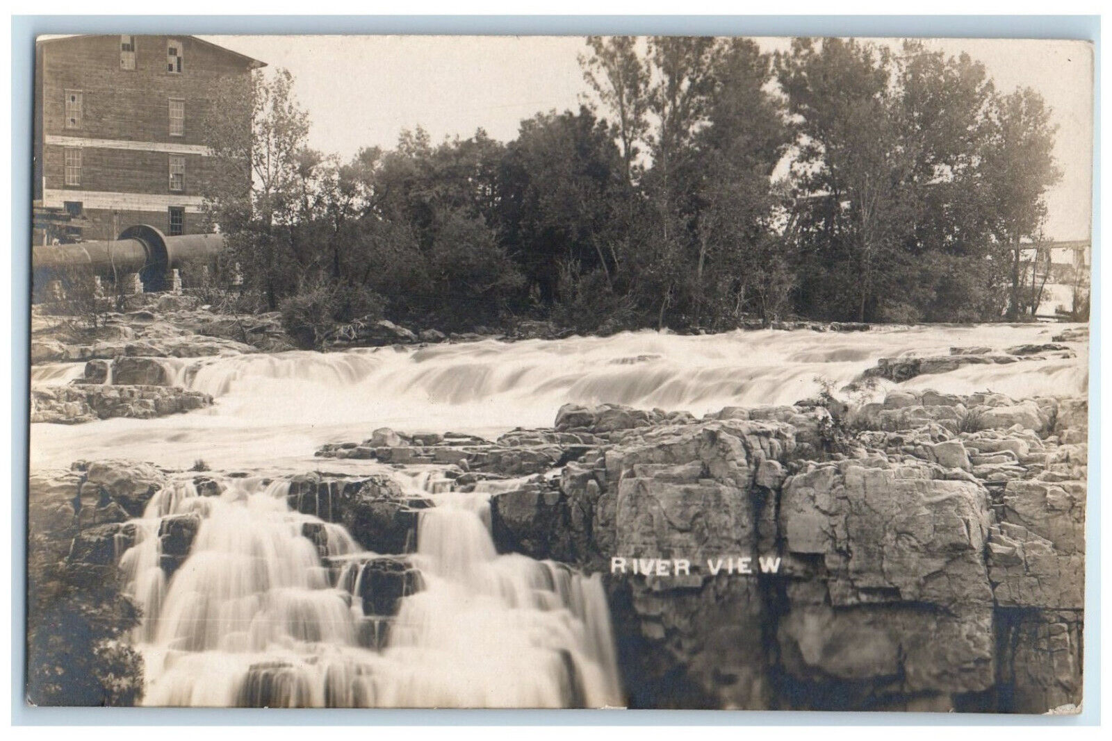 Sioux Falls South Dakota SD RPPC Photo Postcard River View 1909 Antique RPO