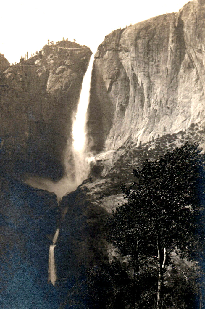 Yosemite Falls At The River California 1915 Real Photo Postcard Rppc Antique