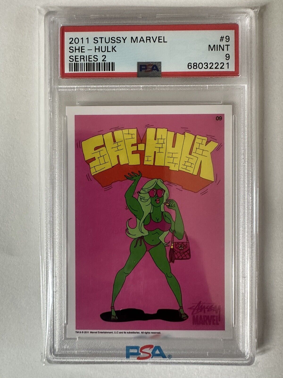 2011 Stussy x Marvel She Hulk #9 Todd James Art Card PSA 9
