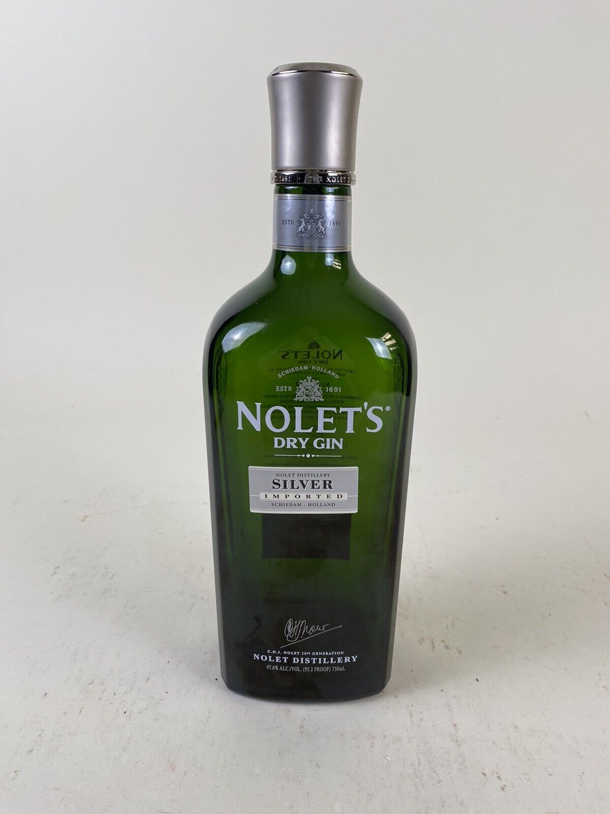 Nolet’s Gin Dry Silver Empty Liquor Bottle 750ml Original Stopper Holland