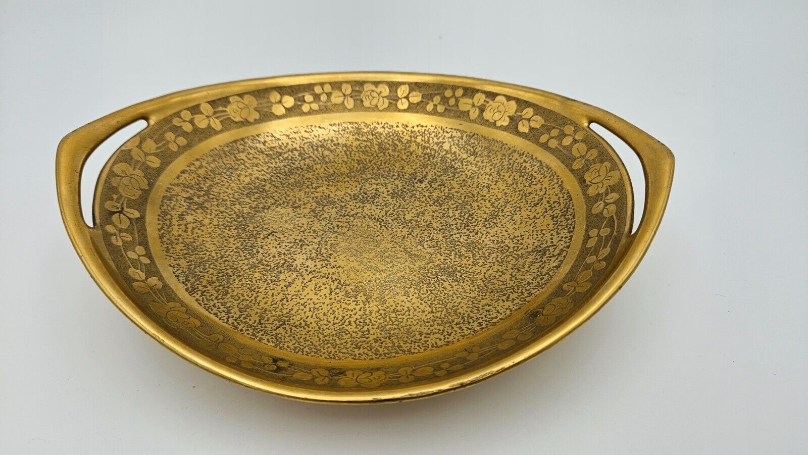 B & C Limoges France Small Gold Plate, Trinket Dish, Raised Floral Design