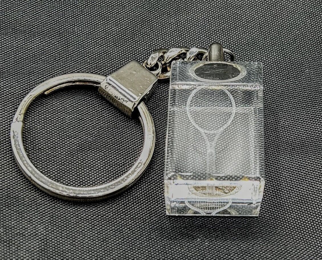 Acrylic tennis keychain laser embedded image