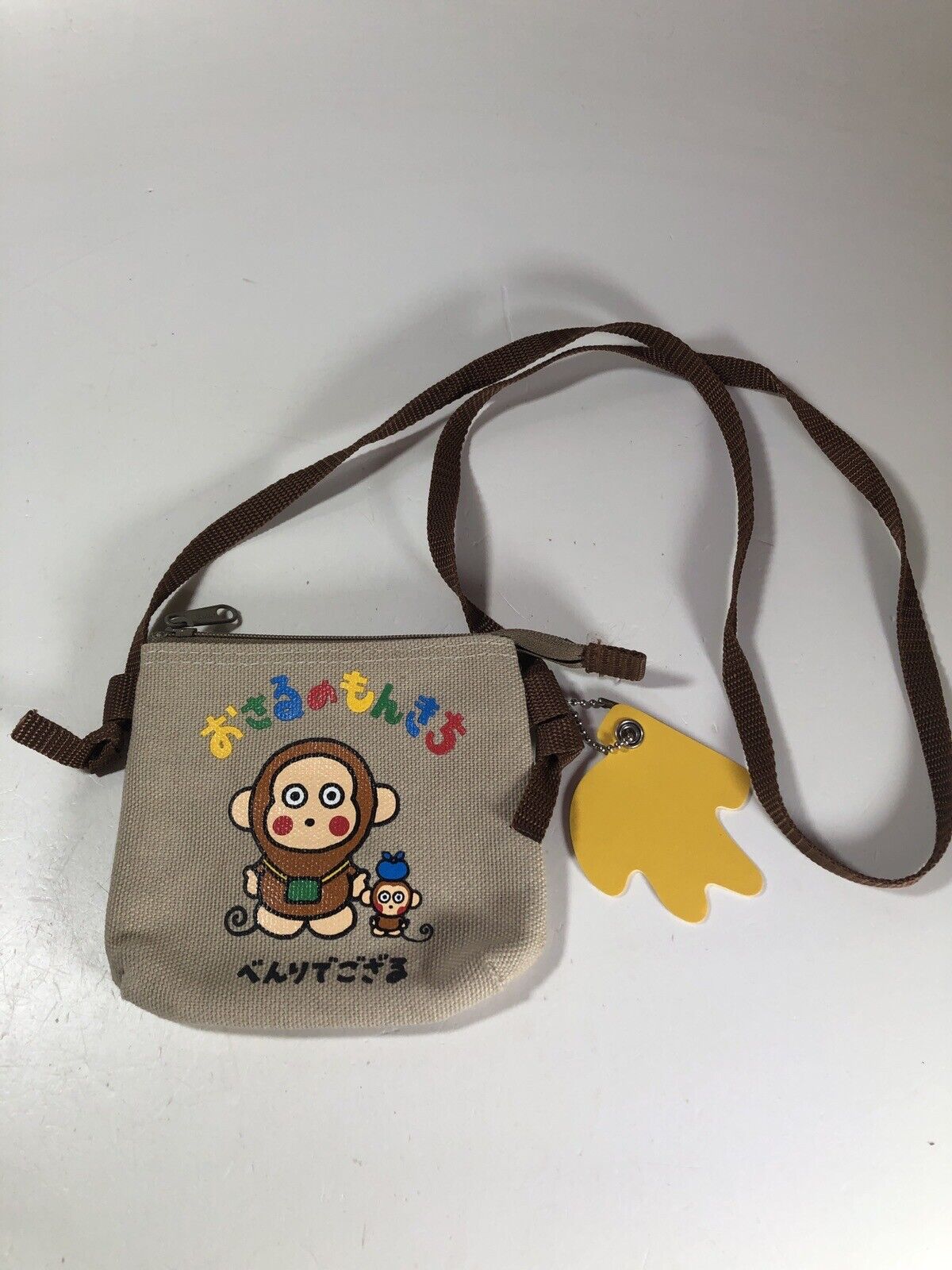 Sanrio Monkey Monkichi Hanging Bag Purse Leather Charm Super Rare HTF MINT