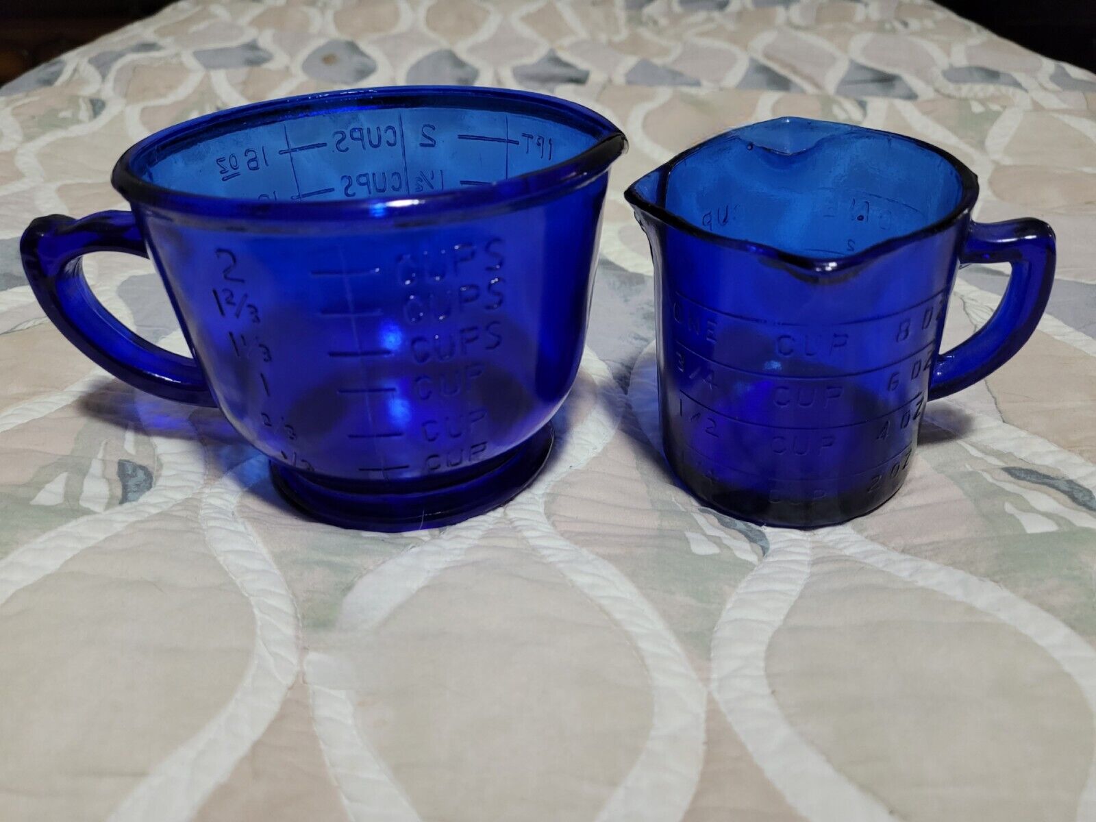 Cobalt Blue Glass Set - 2 Cup Measuring & Mixing, 1 Cup Measuring