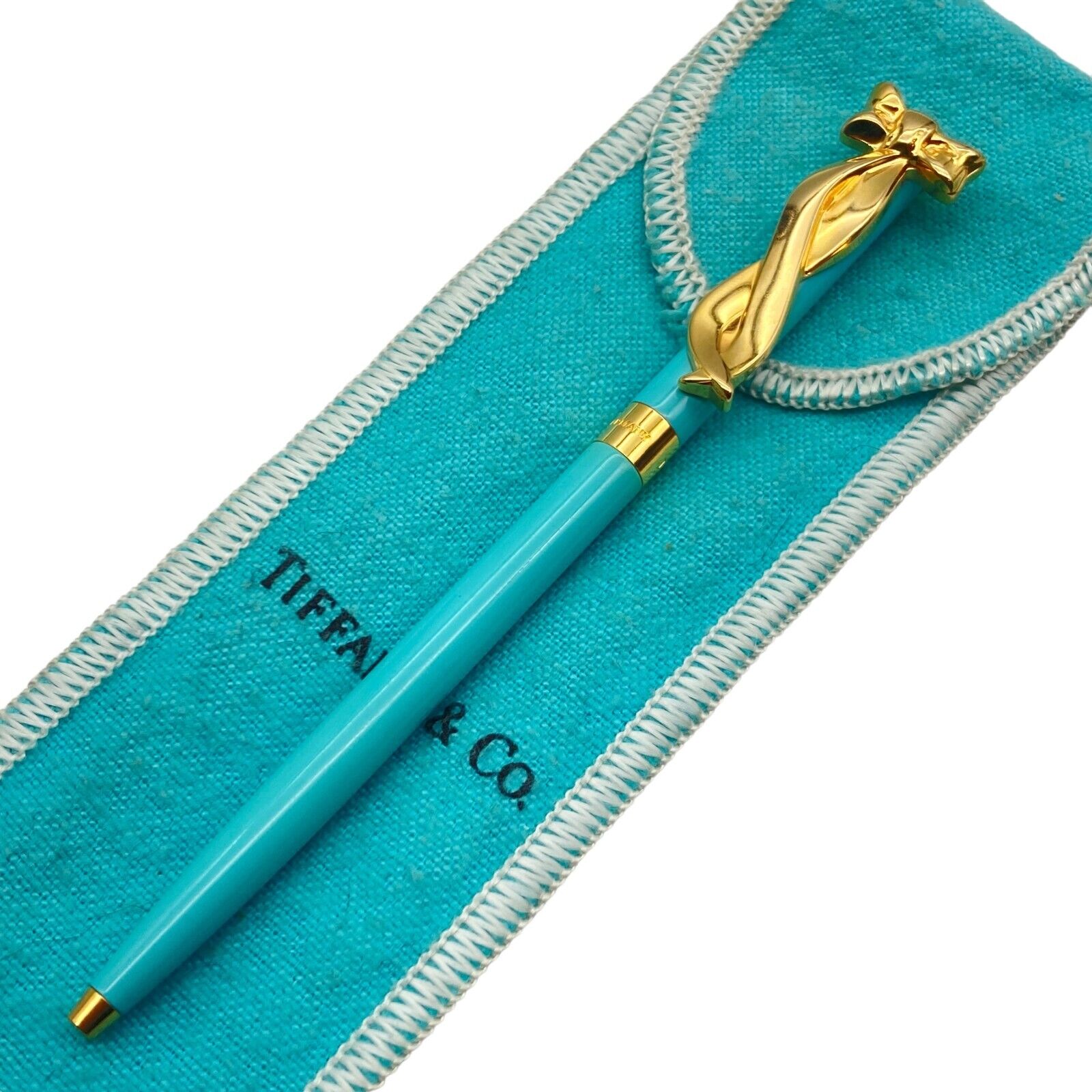 Tiffany & Co. Ballpoint Pen Blue ribbon Perth pen Black ink 19.2g