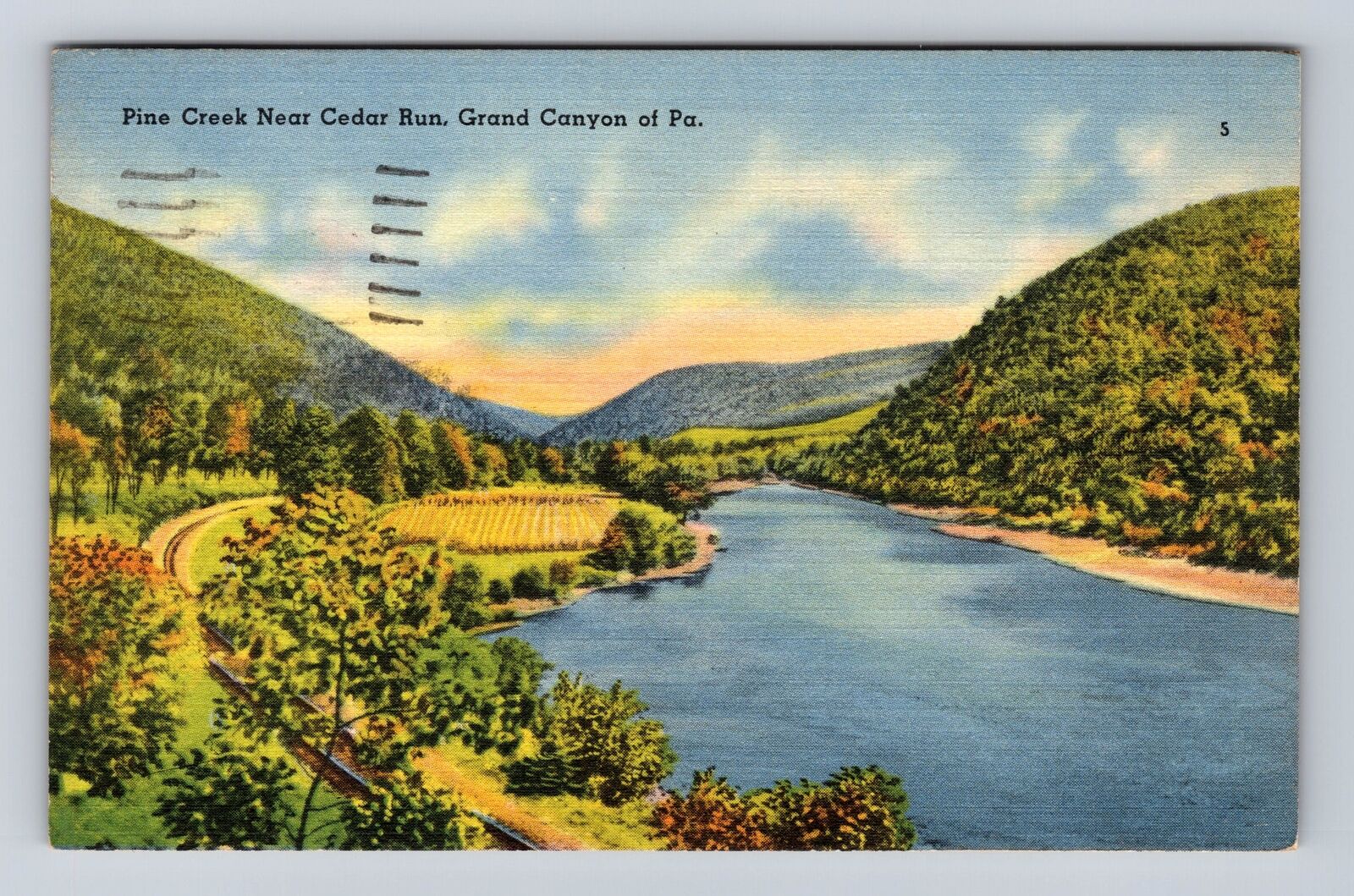 Cedar Run PA- Pennsylvania, Pine Creek, Grand Canyon, Vintage c1946 Postcard