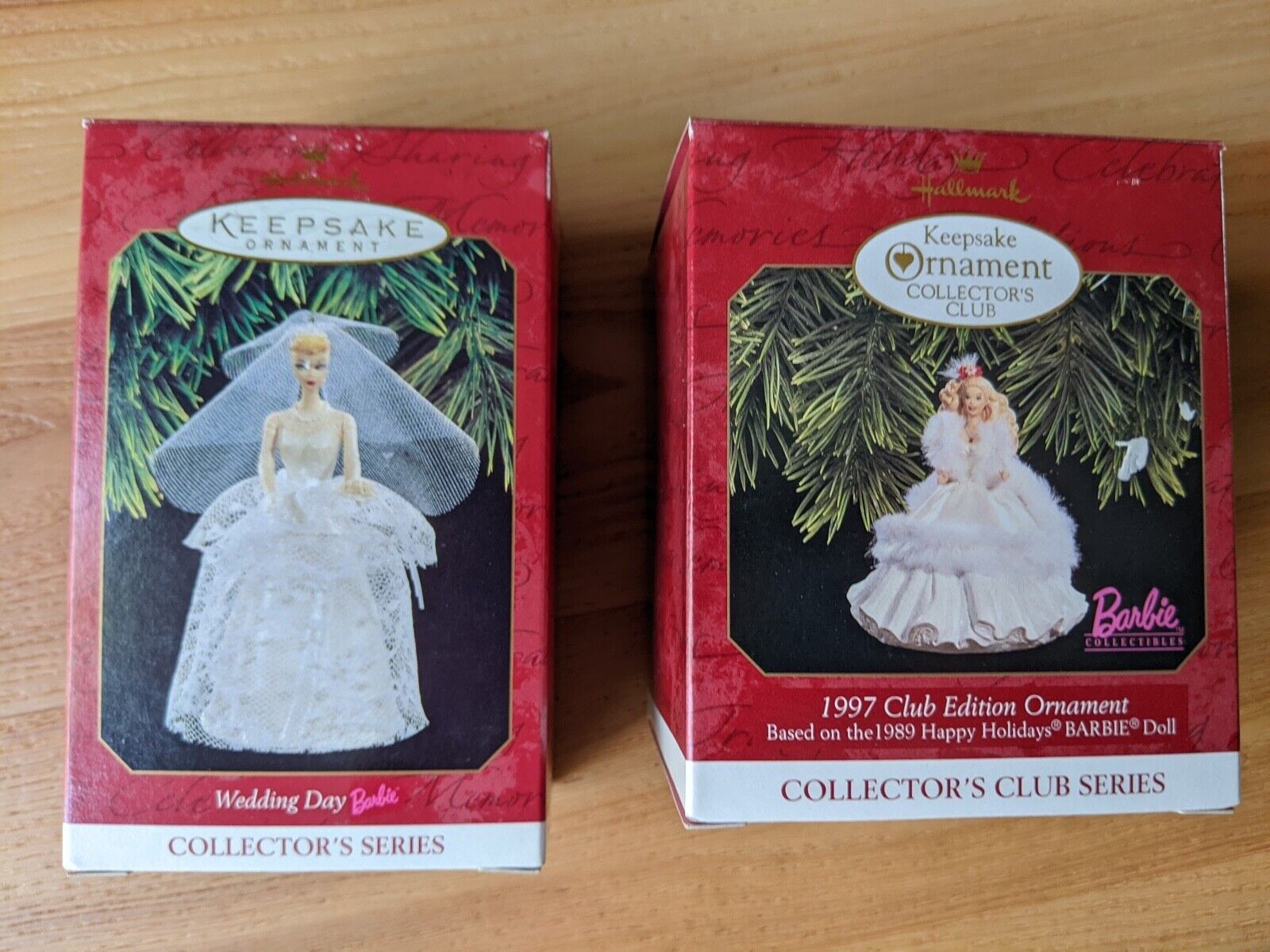Barbie Hallmark Collectors Ornaments Lot of 2, 1997 Wedding Day & Holiday