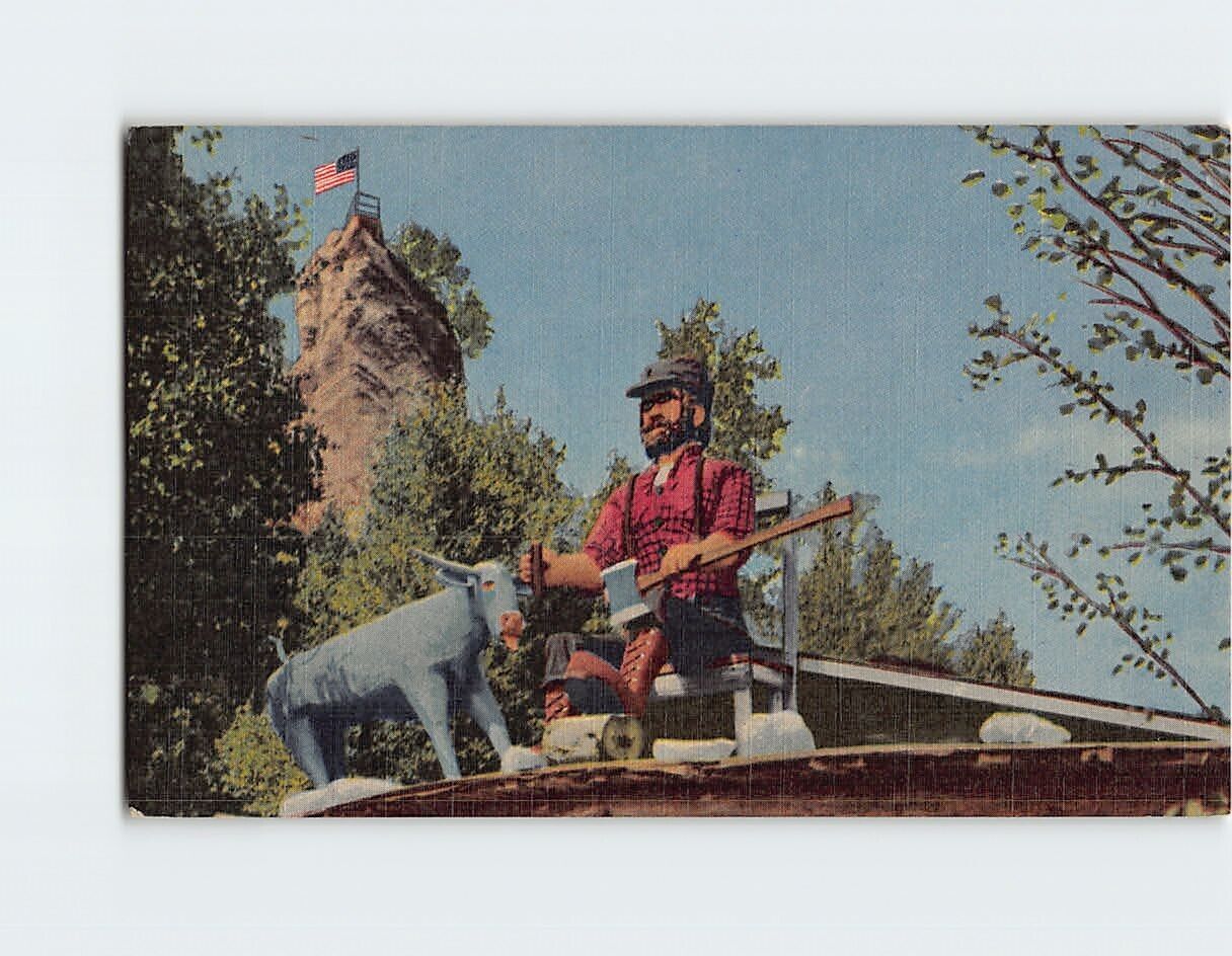 Postcard Paul Bunyan At Castle Rock, St. Ignace, Michigan