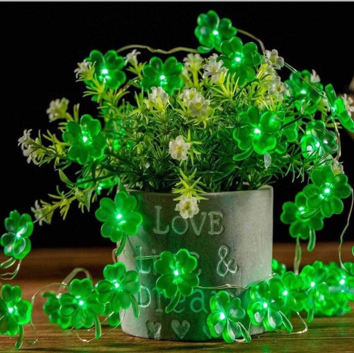 St Patrick's Day Decoration Lights, Four-Leaf Irish Lucky Clove Shamrock Lights