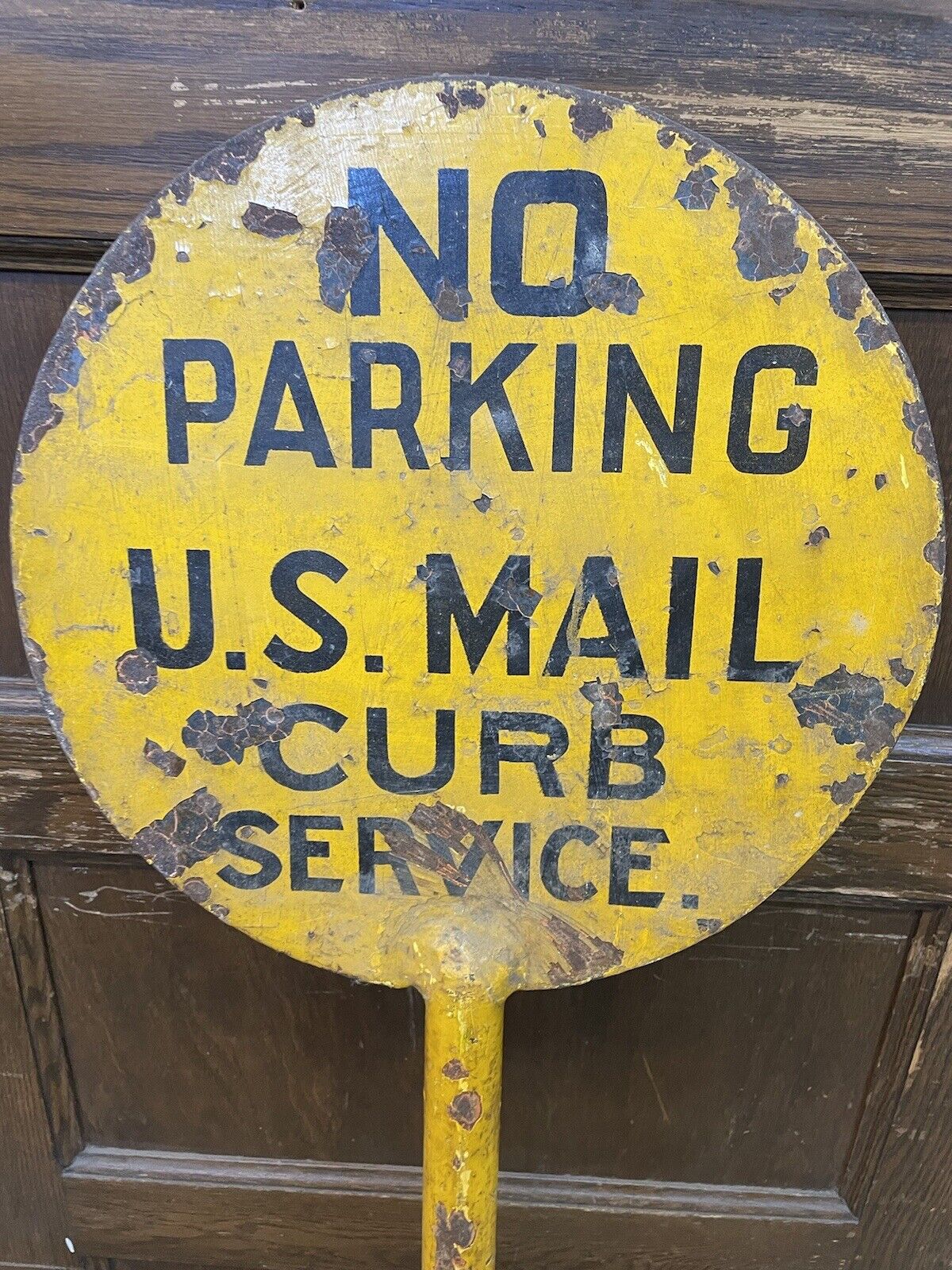 Outstanding Rare Vintage Antique 1940’s US Mail Curbside Lollipop Sign