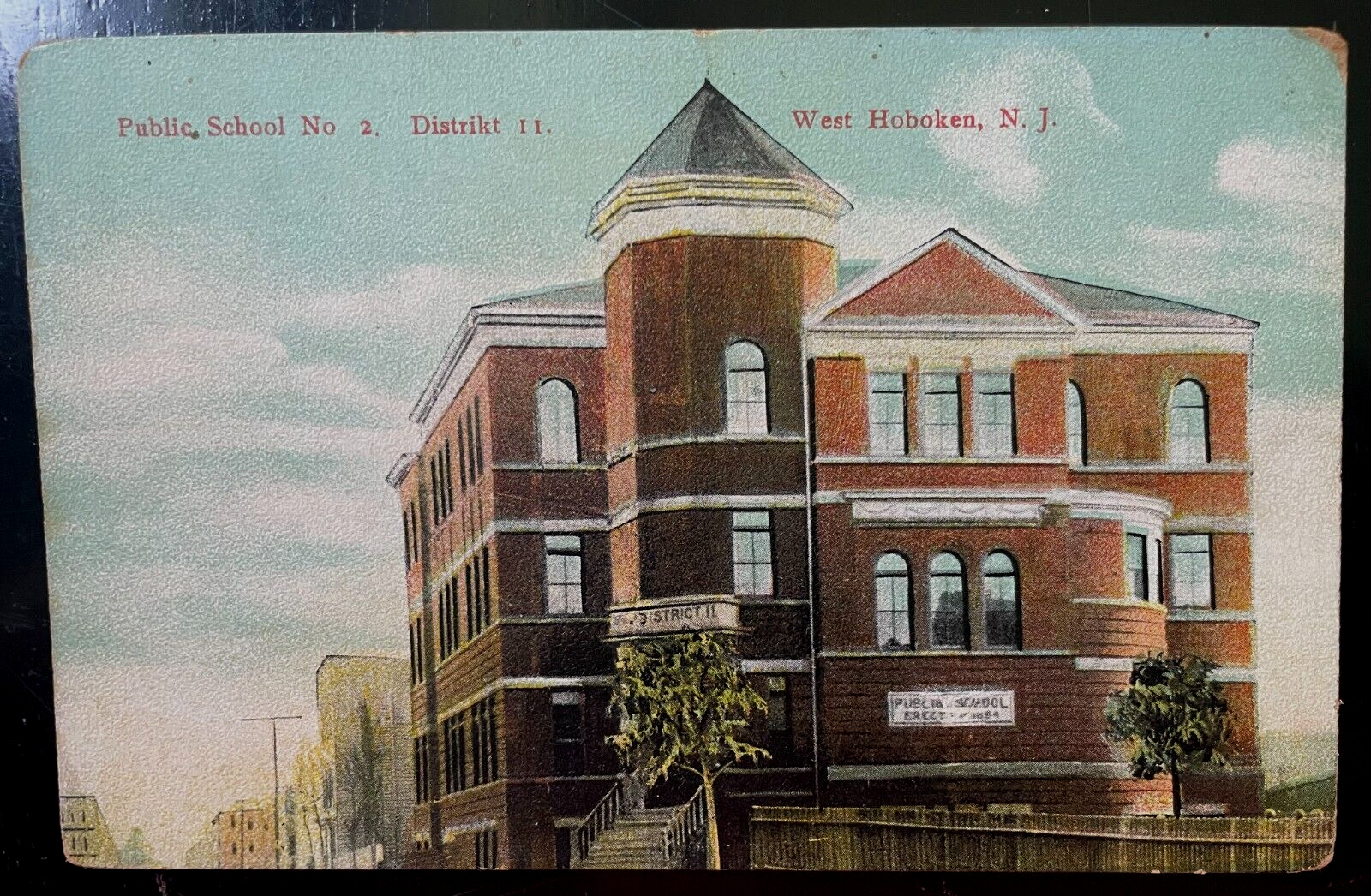 Vintage Postcard 1907-1915 Public School No. 2, District 11, West Hoboken, NJ