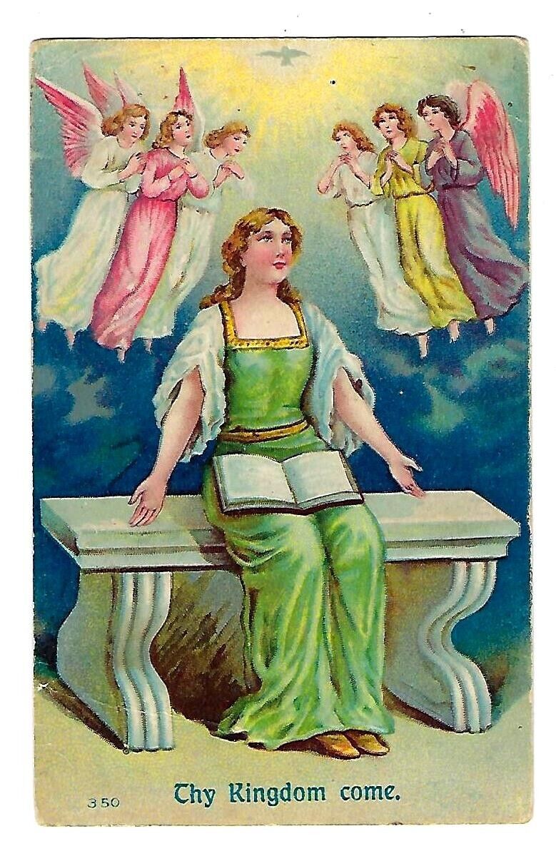 1912 Religious Postcard Christian Lords Prayer Thy Kingdom Come