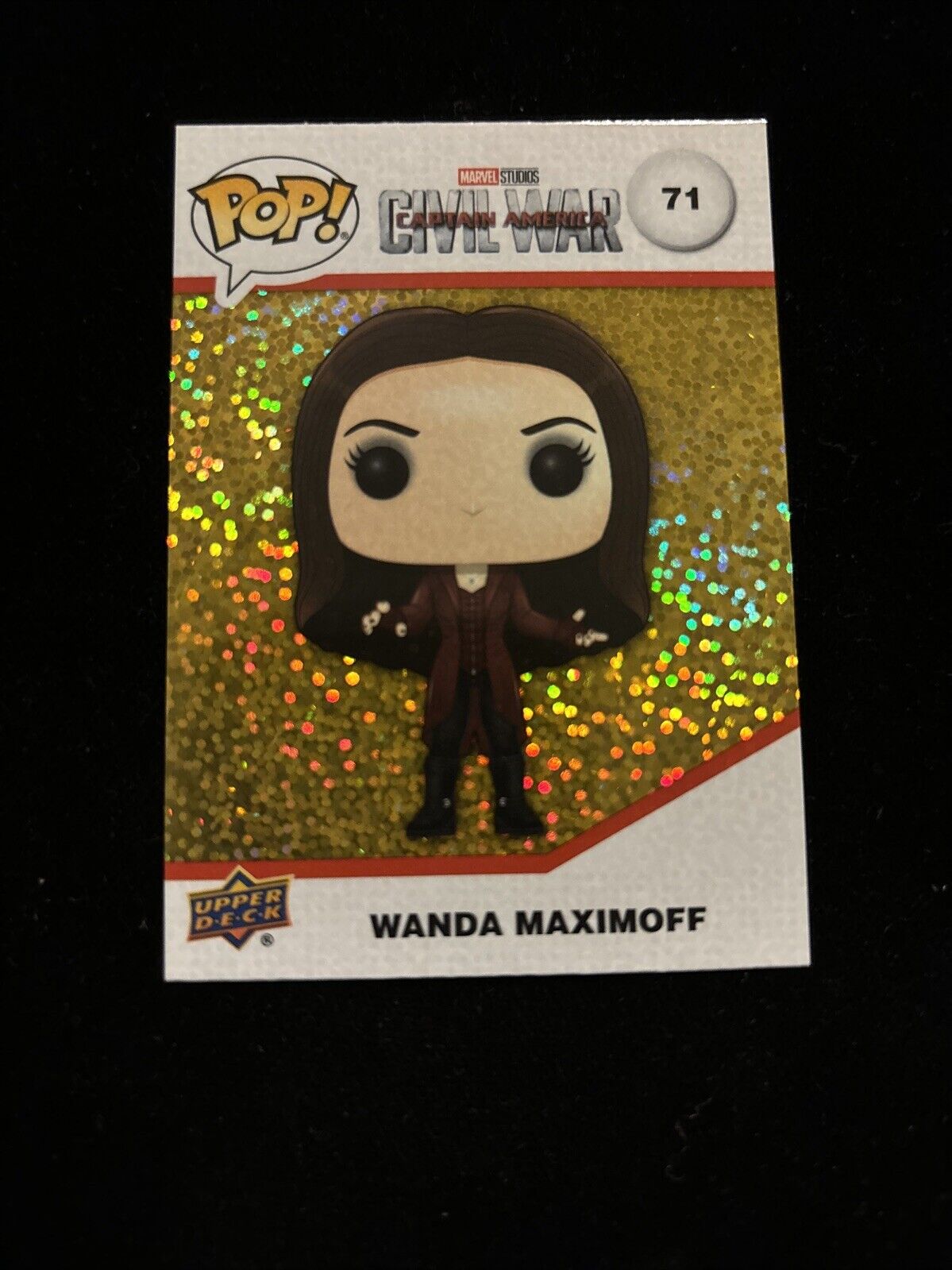 2023 Upper Deck Marvel Funko Pop Wanda Maximoff Gold Glitter Spectrum #71 Card
