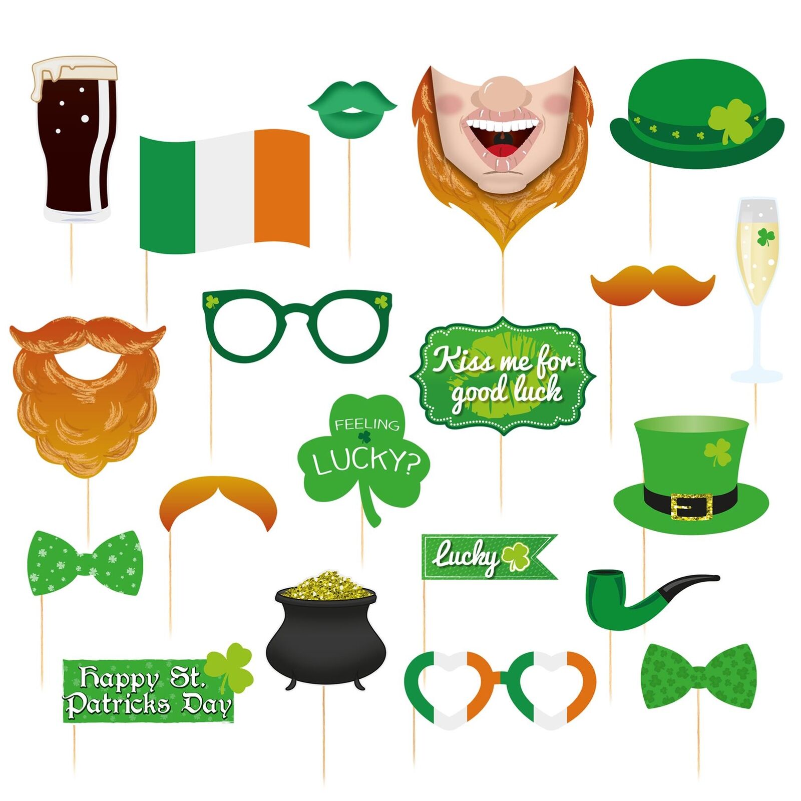 St Patricks Day Pack 20 Photo Props Party Fun Dress Up