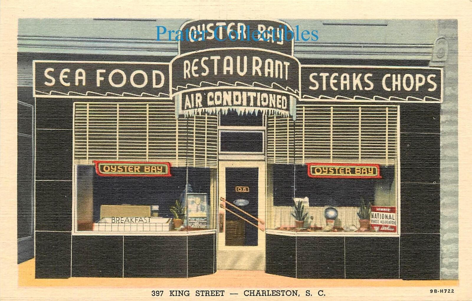 South Carolina, SC, Charleston, Oyster Bay Restaurant Linen Postcard