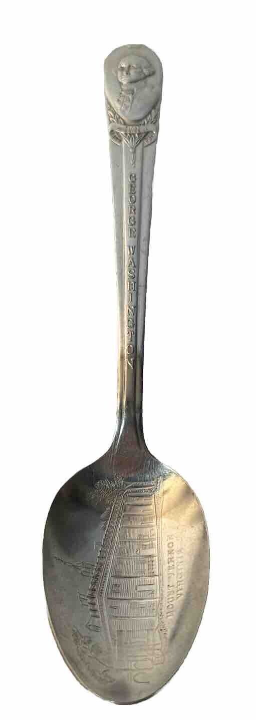 WM Rogers Mount Vernon George Washington Silver Plated Souvenir Spoon Virginia