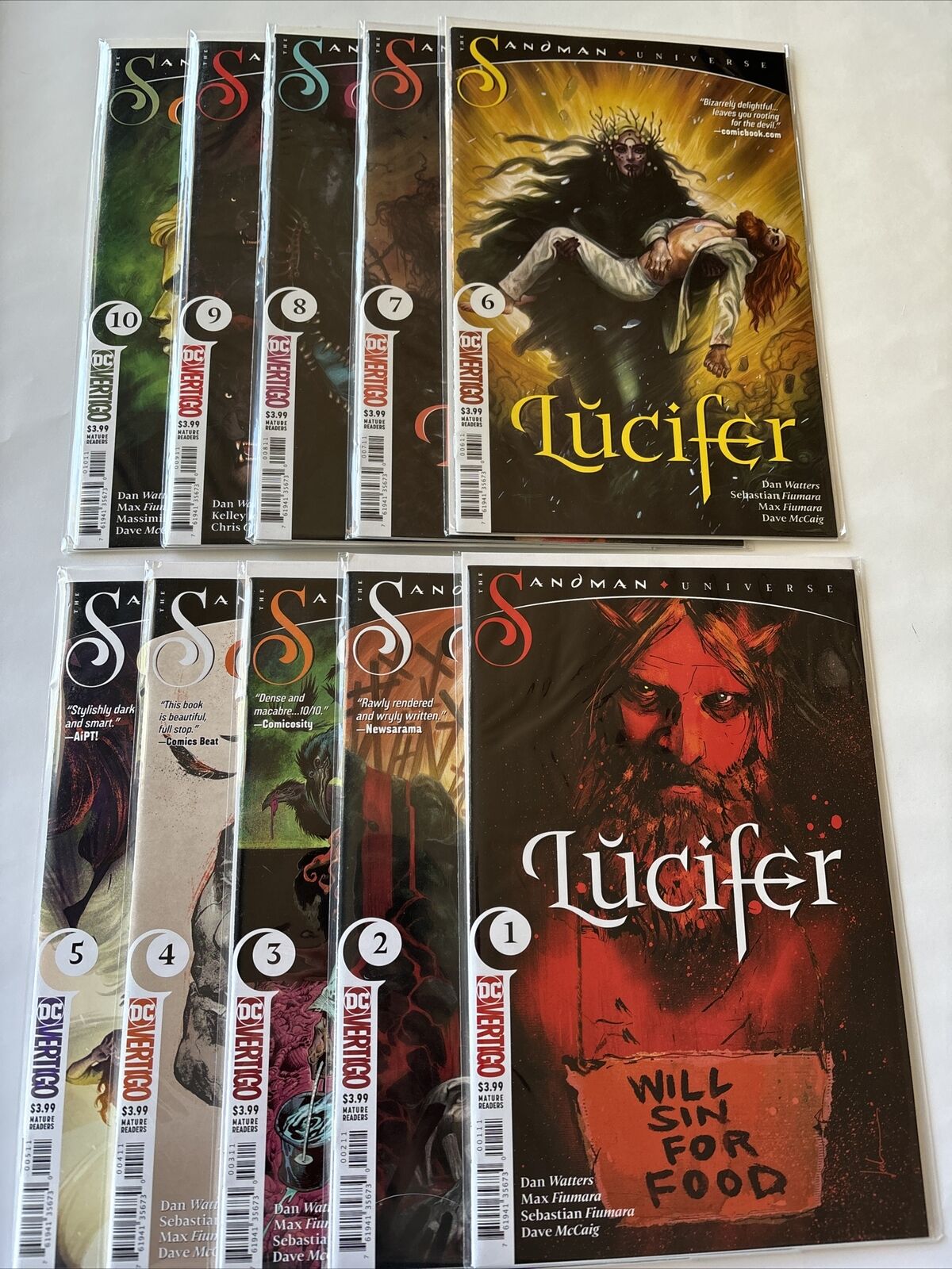 Lucifer #1-10 Comic Lot Vertigo/DC Black Label, Dan Watters Fernando Blanco 2018