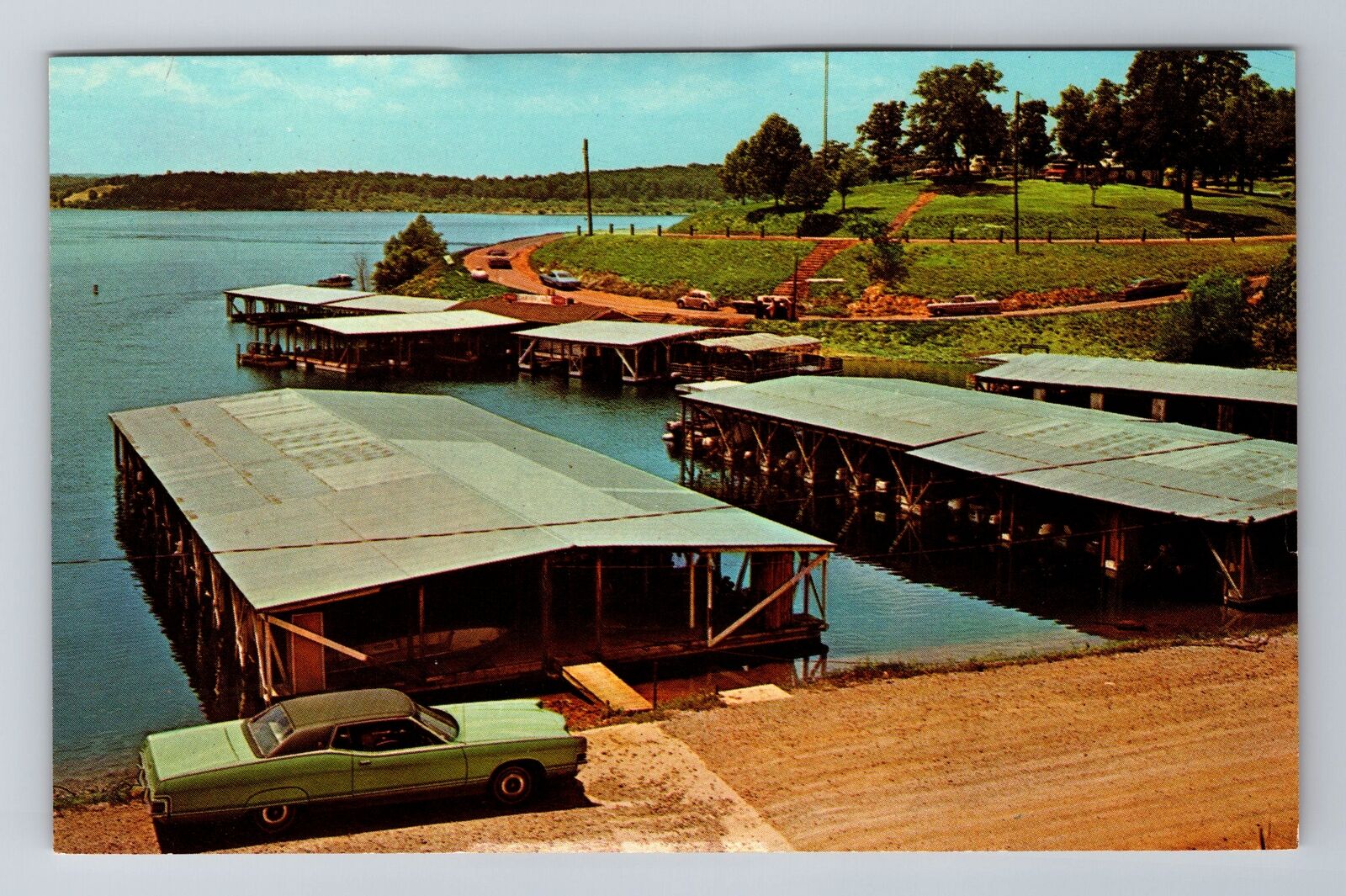 Ozarks AR-Arkansas, Lakeview Boat Dock Area, Antique, Vintage Souvenir Postcard