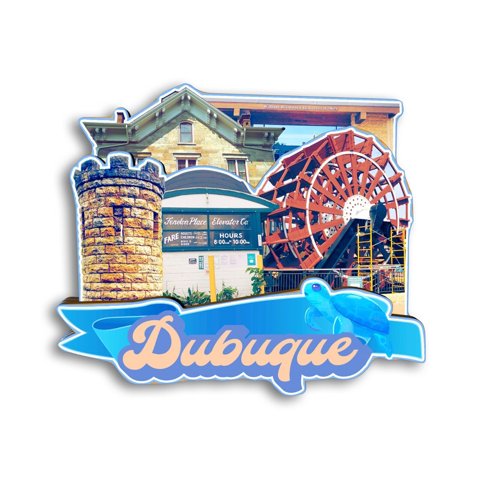 Dubuque Iowa USA Refrigerator magnet 3D travel souvenirs wood craft