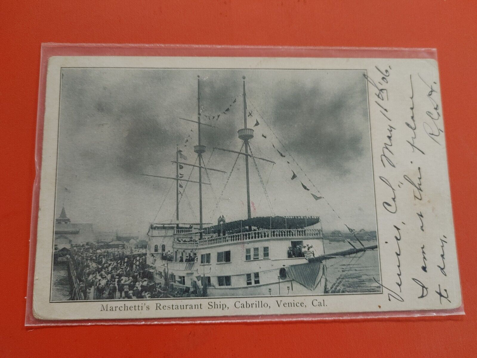 Marchetti's Restaurant Ship, Cabrillo, Venice,  CA, Early Postcard P007G